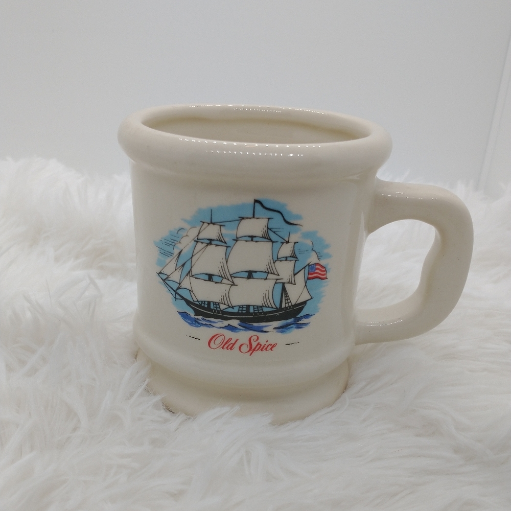 Vintage Old Spice Shaving Mug Cup Grand Turk Ship American Flag Patriotic